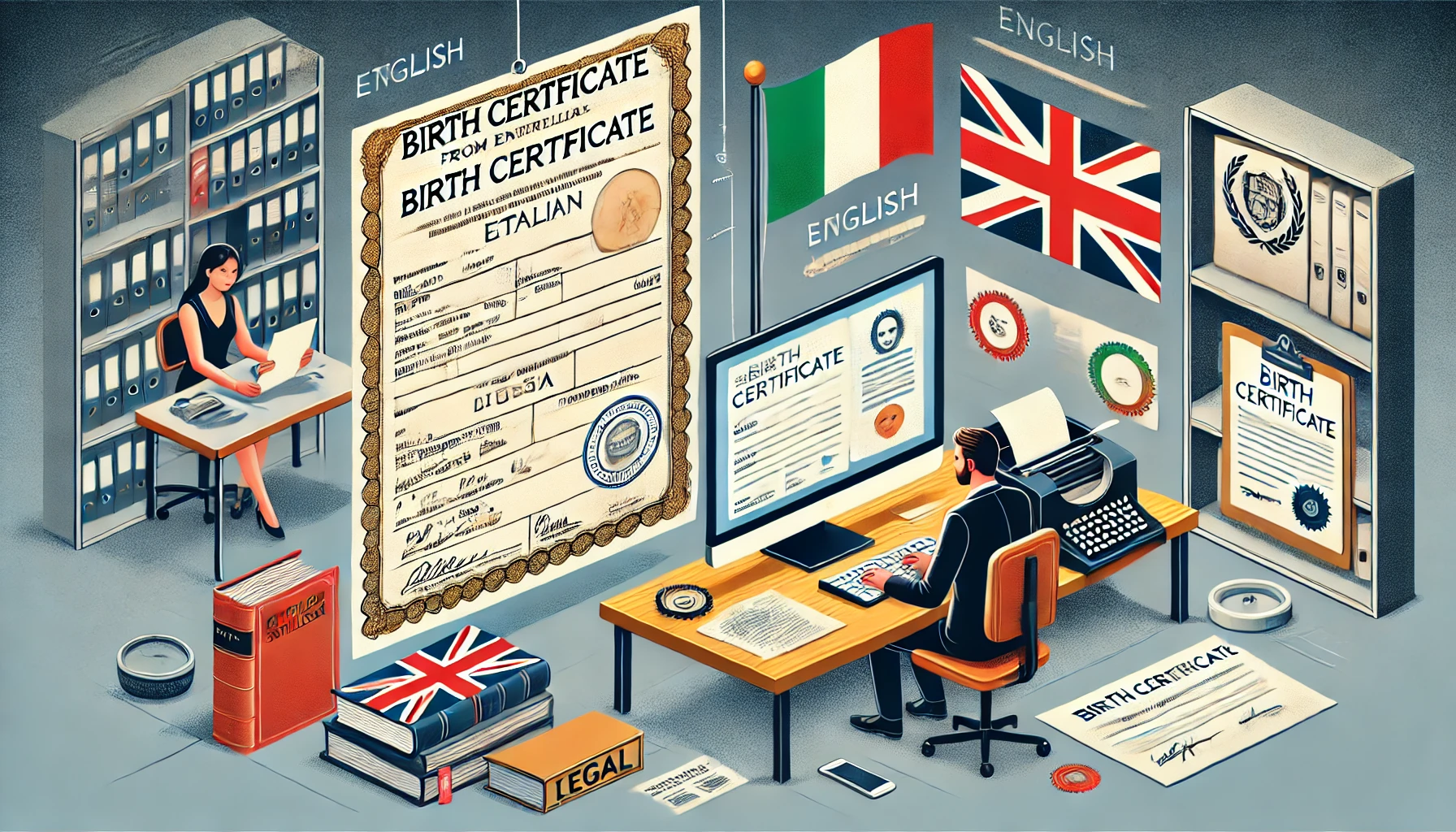 Tradurre un certificato di nascita dall'inglese all'italiano